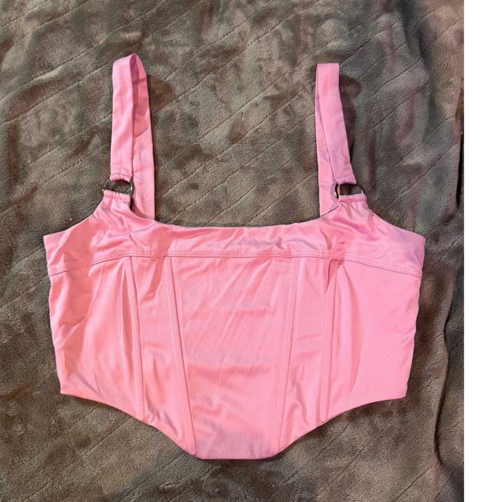 Princess Polly Pink Corset Crop Top Ring Detail Zipper Back Size 4